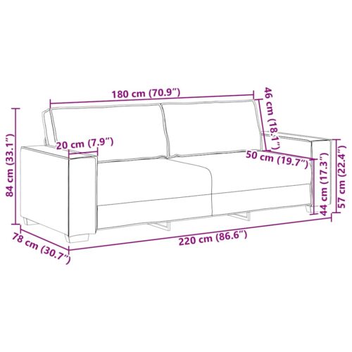 vidaXL 3-Seater Sofa Dark Grey 180 cm Velvet - Image 9