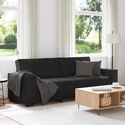 vidaXL 3-Seater Sofa Black 180 cm Velvet - Image 2