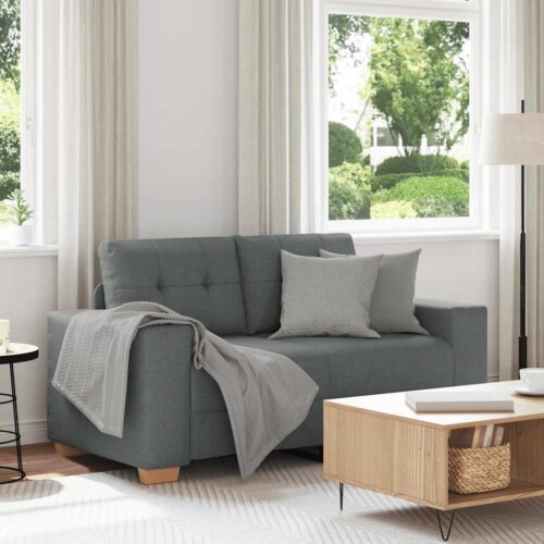 Loveseat Sofa Lounge Seater Accent Couch Futon Chair Dark Grey 120cm Fabric - Image 2