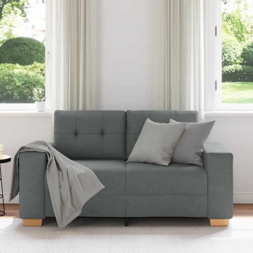 Loveseat Sofa Lounge Seater Accent Couch Futon Chair Dark Grey 120cm Fabric - Image 3