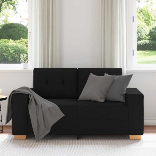 Loveseat Sofa Lounge Seater Accent Couch Futon Chair Black 120cm Fabric - Image 3