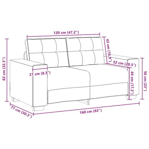 Loveseat Sofa Lounge Seater Accent Couch Futon Chair Black 120cm Fabric - Image 9