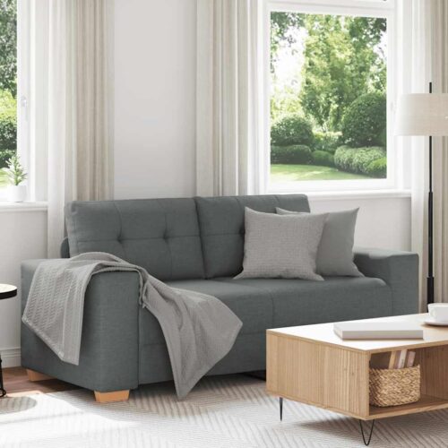 Loveseat Sofa Lounge Seater Accent Couch Futon Chair Dark Grey 140cm Fabric - Image 2