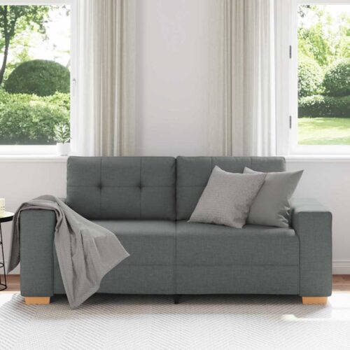 Loveseat Sofa Lounge Seater Accent Couch Futon Chair Dark Grey 140cm Fabric - Image 3