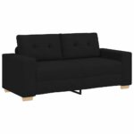 Loveseat Sofa Lounge Seater Accent Couch Futon Chair Black 140cm Fabric