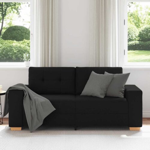 Loveseat Sofa Lounge Seater Accent Couch Futon Chair Black 140cm Fabric - Image 3
