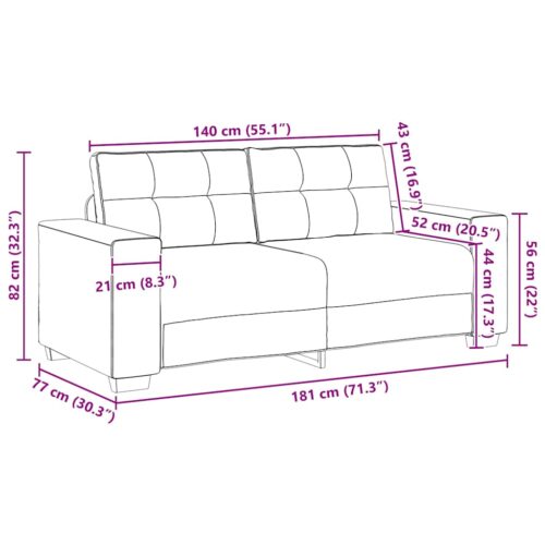 Loveseat Sofa Lounge Seater Accent Couch Futon Chair Black 140cm Fabric - Image 9