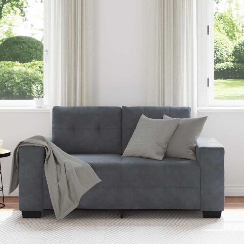 Loveseat Sofa Lounge Seater Accent Couch Futon Chair Dark Grey 120cm Velvet - Image 3