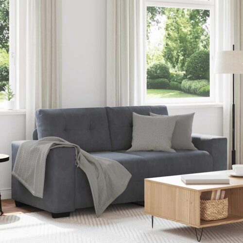 Loveseat Sofa Lounge Seater Accent Couch Futon Chair Dark Grey 140cm Velvet - Image 2
