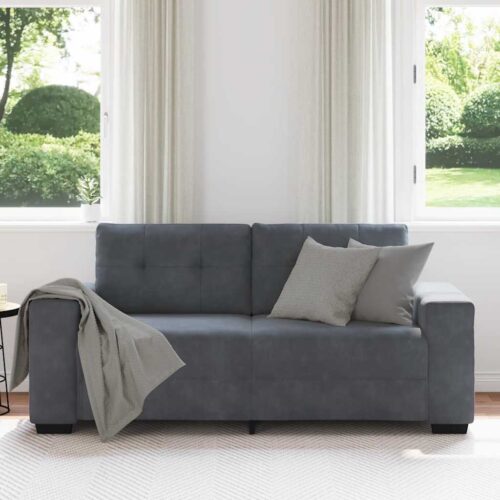 Loveseat Sofa Lounge Seater Accent Couch Futon Chair Dark Grey 140cm Velvet - Image 3