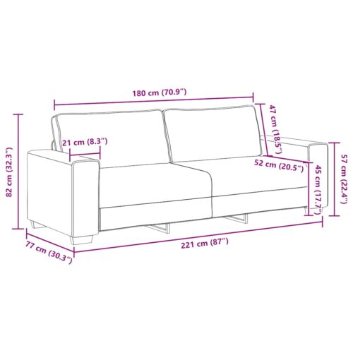 vidaXL 3-Seater Sofa Dark Grey 180 cm Fabric - Image 9