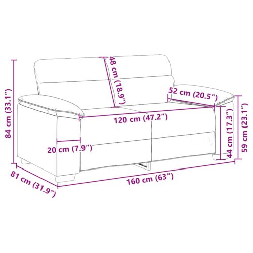 vidaXL 2-Seater Sofa Black 120 cm Fabric - Image 9