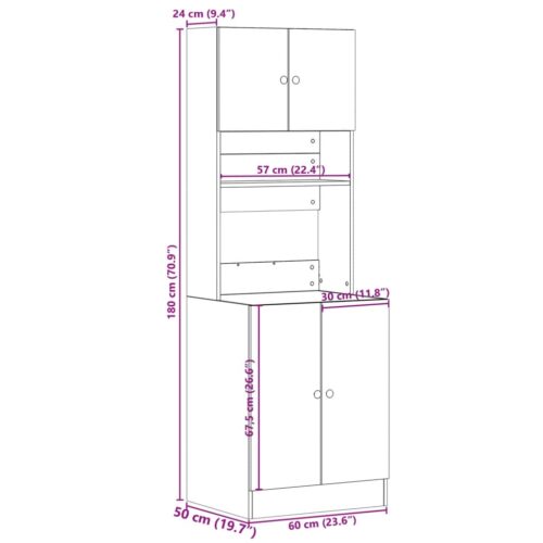 Kitchen Cabinet White 60x50x180cm Engineered Wood - Image 11