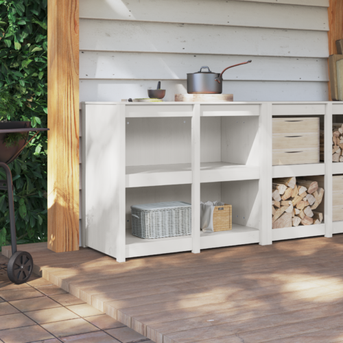 Outdoor Kitchen Cabinet White 106x55x92cm Solid Pine Wood - Image 4