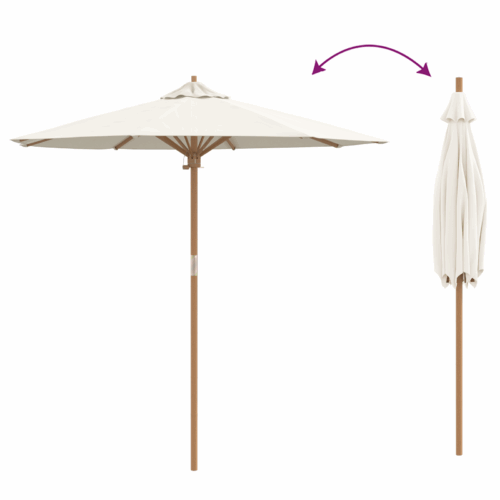 Garden Umbrella Outdoor Patio Beach Cantilever Parasol Cream White 217x230cm Bamboo - Image 6