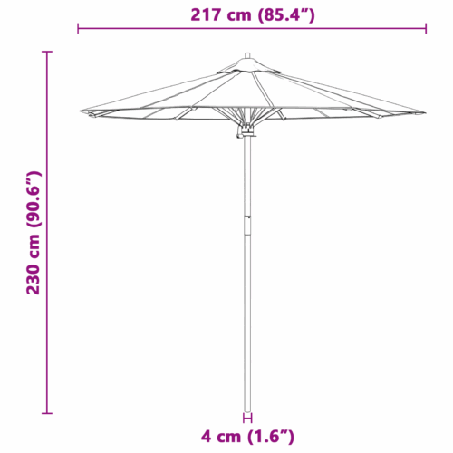 Garden Umbrella Outdoor Patio Beach Cantilever Parasol Cream White 217x230cm Bamboo - Image 7