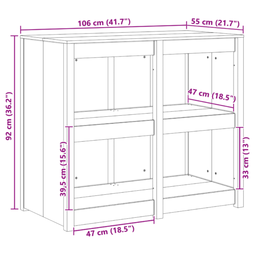Outdoor Kitchen Cabinet White 106x55x92cm Solid Pine Wood - Image 9