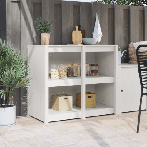 Outdoor Kitchen Cabinet White 106x55x92cm Solid Pine Wood - Image 10