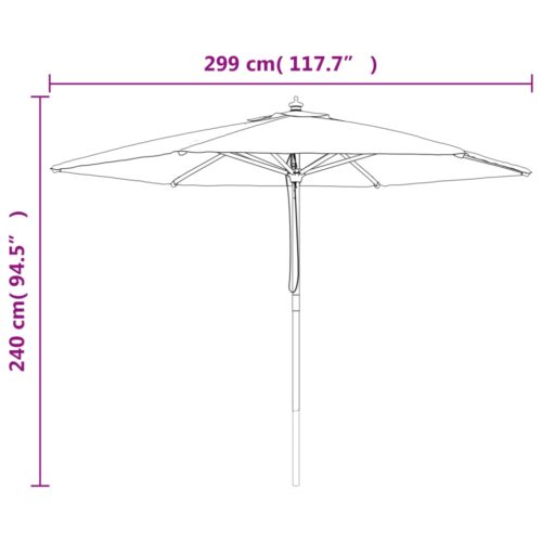 Garden Umbrella Outdoor Patio Beach Cantilever Parasol with Wooden Pole Sand 299x240cm - Image 8
