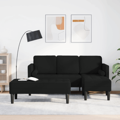 2-Piece Fabric Sofa Ottoman Set L-Shape Lounge Footstool Seater Couch Armchairs - Image 3