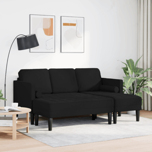 2-Piece Fabric Sofa Ottoman Set L-Shape Lounge Footstool Seater Couch Armchairs - Image 2
