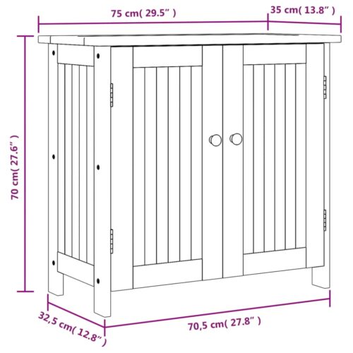 Garden Cabinet 75x35x70cm Solid Wood Acacia - Image 10