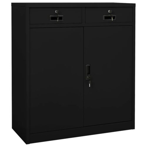 Office Cabinet Black 90x40x102cm Steel
