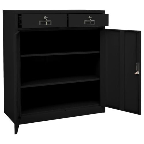 Office Cabinet Black 90x40x102cm Steel - Image 5