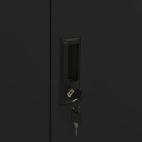 Office Cabinet Black 90x40x102cm Steel - Image 7