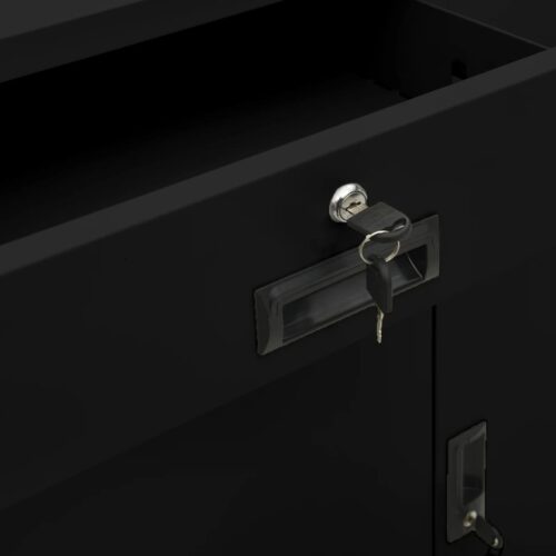Office Cabinet Black 90x40x102cm Steel - Image 8