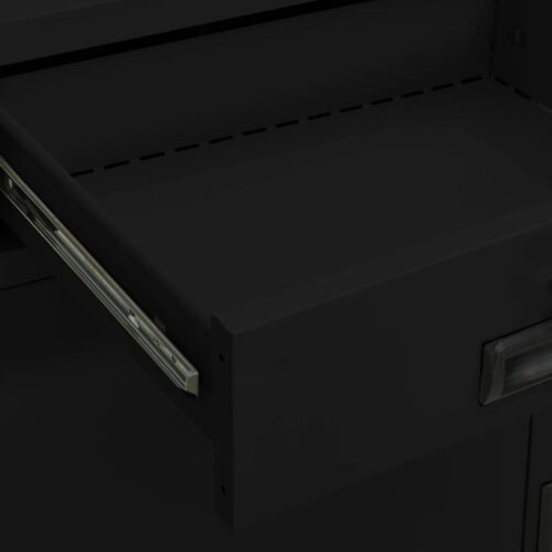Office Cabinet Black 90x40x102cm Steel - Image 9