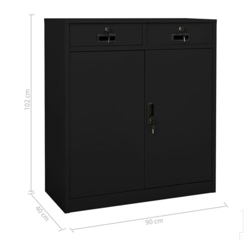 Office Cabinet Black 90x40x102cm Steel - Image 11