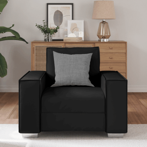 vidaXL Black Faux Leather Sofa Chair - 59 cm - Image 3