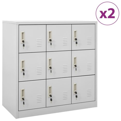 Locker Cabinets 2pcs Light Grey 90x45x92.5cm Steel