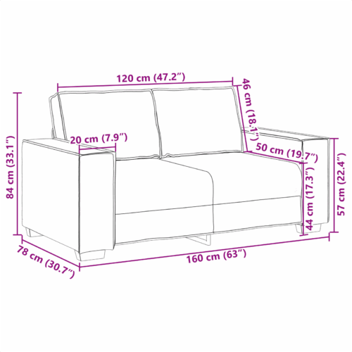 Loveseat Sofa Lounge Seater Accent Couch Futon Chair Cappuccino 120cm Faux Leather - Image 8