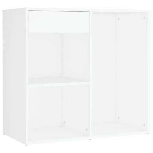 LED Dressing Table with 2 Cabinets White Engineered Wood - Image 9