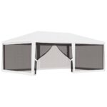 Outdoor Gazebo Event Party Wedding Garden Camping Tent Mesh Sidewalls 4x6M White