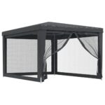 Outdoor Gazebo Event Party Wedding Garden Camping Tent Mesh Sidewalls Anthracite 3x4M HDPE
