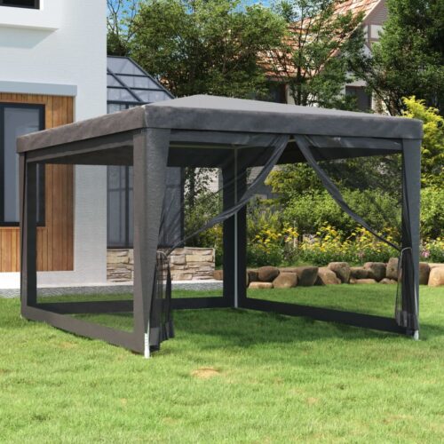 Outdoor Gazebo Event Party Wedding Garden Camping Tent Mesh Sidewalls Anthracite 3x4M HDPE - Image 2