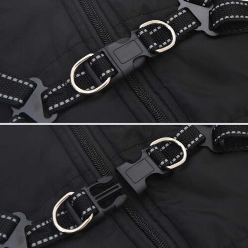 Dog Coat with Harness Waterproof Reflective Black S - Image 8