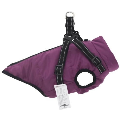 Dog Coat with Harness Waterproof Reflective Purple S - Image 4
