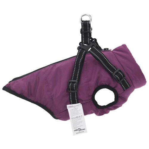 Dog Coat with Harness Waterproof Reflective Purple L - Image 4