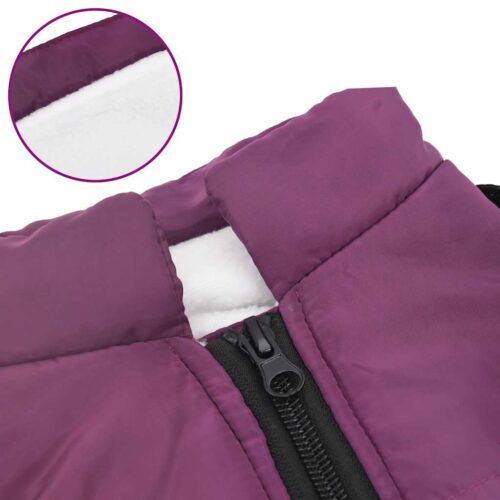 Dog Coat with Harness Waterproof Reflective Purple L - Image 7