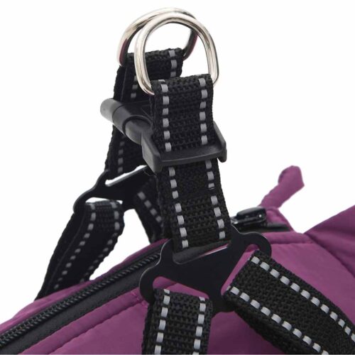 Dog Coat with Harness Waterproof Reflective Purple L - Image 9