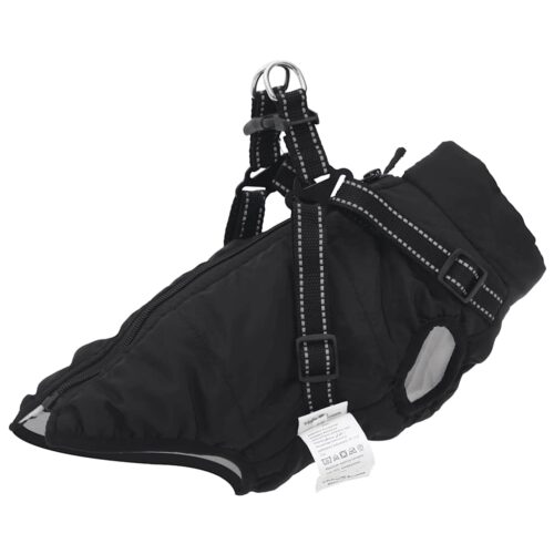 Dog Coat with Harness Waterproof Reflective Blackm