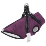 Dog Coat with Harness Waterproof Reflective Purplem