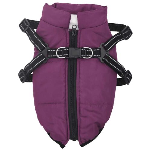 Dog Coat with Harness Waterproof Reflective Purplem - Image 2