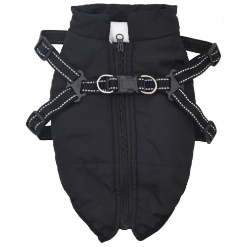 Dog Coat with Harness Waterproof Reflective Black L - Image 2