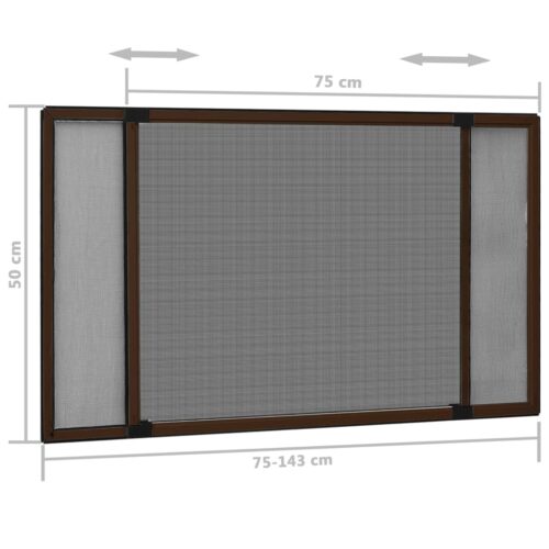 Extendable Window Insect Screen Aluminium Shade Mesh Privacy Blind Brown (75-143)x50cm - Image 11