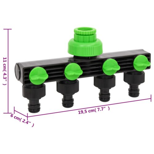 4-Way Tap Adaptor Green Black 19.5x6x11cm ABS PP - Image 6